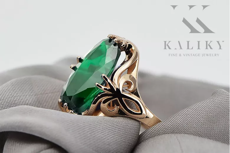 Smaragd Originales Vintage-Roségold aus 14 Karat Ring Vintage vrc082r